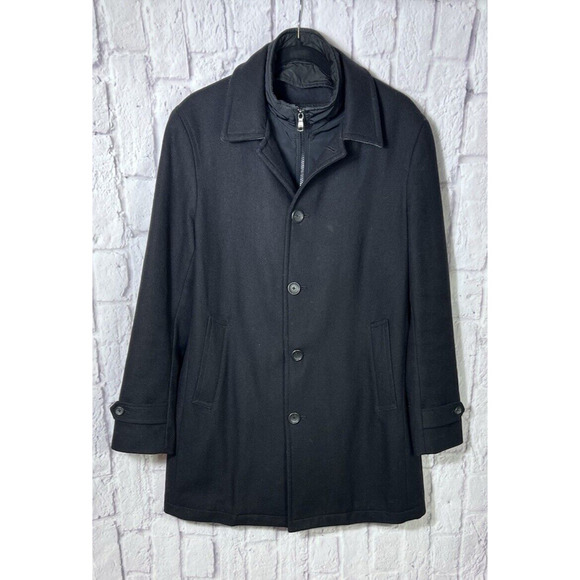 BANANA REPUBLIC Men's Emmetex Italian Wool Luxury Fabric Pea Coat Jacket Black M - Picture 1 of 11